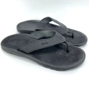 Mens Olukai Ohana 10110A-4040 Black Flip-Flop Comfort Sandals Size US 16 EU 49